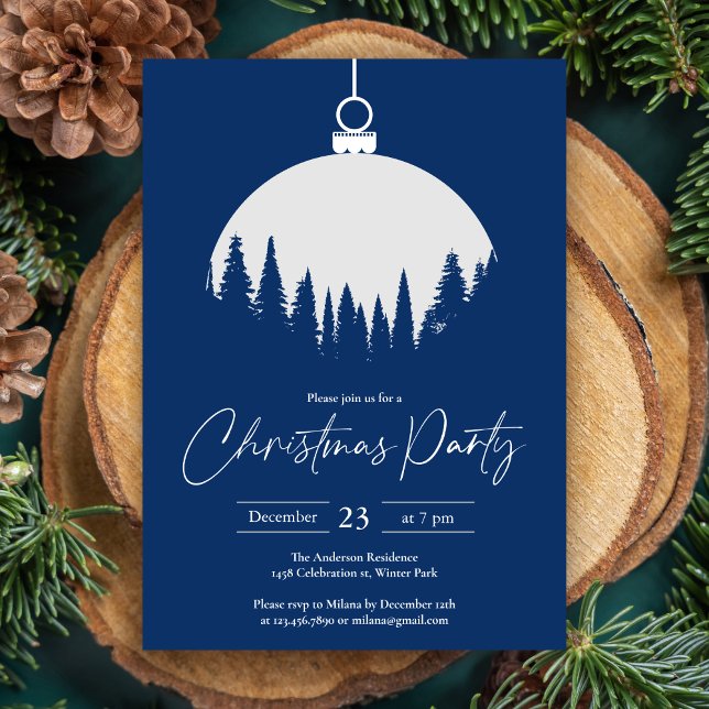 Blue And White Decoration Ball Christmas Party Invitation (Creator Uploaded)
