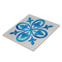 blue and white decorative ceramic tile