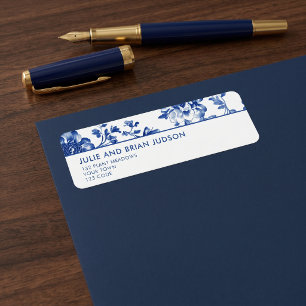 Blue and White Delft Floral Border return address