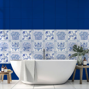 Blue and white Delft Floral pattern Tile