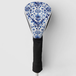 Blue and white Delft style floral ornament pattern Golf Head Cover