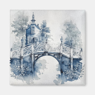 Blue and white Delft style landscape Magnet