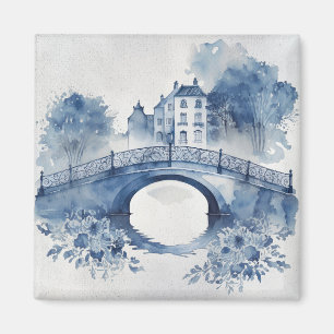 Blue and white Delft style landscape Magnet