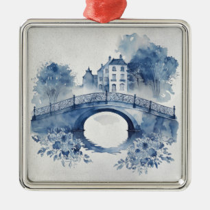 Blue and white Delft style landscape  Metal Tree Decoration