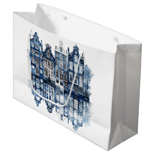 Blue and white Delft style traditional houses Large Gift Bag
