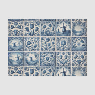 Blue and White Delft Tiles Decoupage Tissue Paper