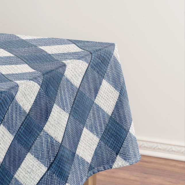 Blue and White Denim Look Tablecloth (In Situ)