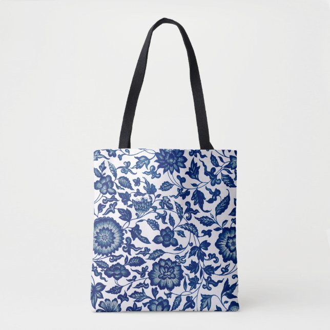 Blue and White Design  Tote Bag (Front)