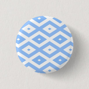 Blue and white diamond pattern 3 cm round badge