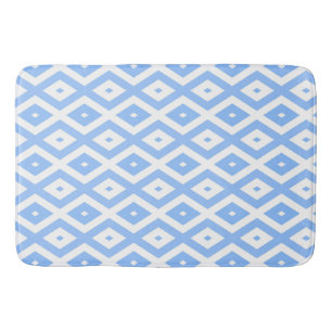 Blue and white diamond pattern bath mat