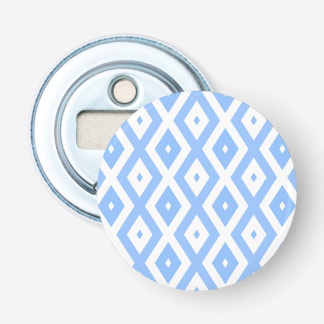 Blue and white diamond pattern bottle opener (Front)