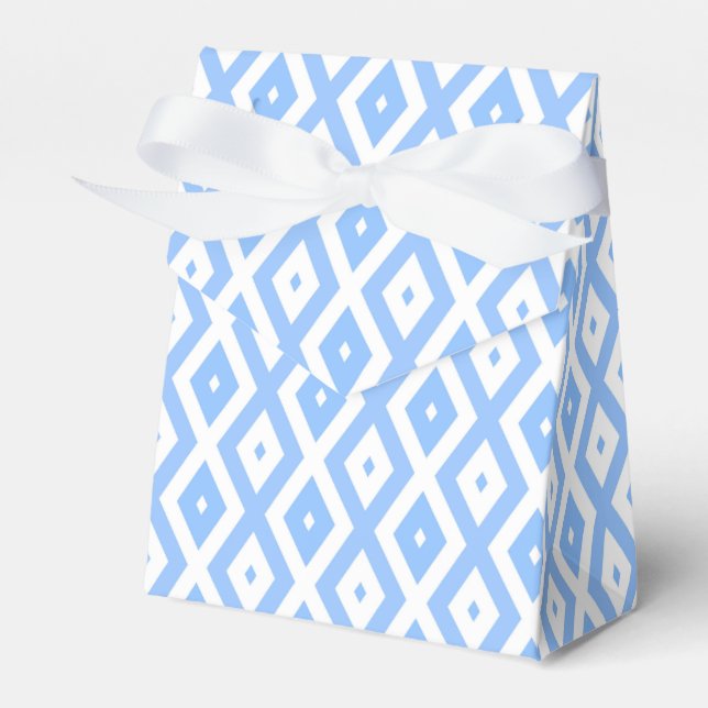 Blue and white diamond pattern favour box (Front Side)