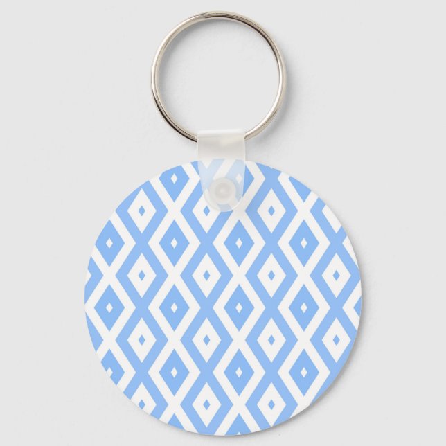 Blue and white diamond pattern key ring (Front)