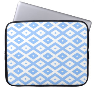 Blue and white diamond pattern laptop sleeve