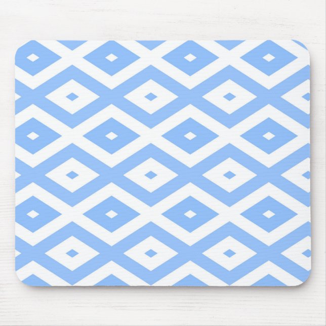 Blue and white diamond pattern mouse pad (Front)