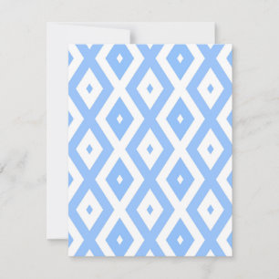 Blue and white diamond pattern RSVP card