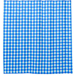 Blue and White Diamond Pattern Shower Curtain