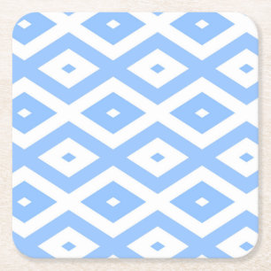 Blue and white diamond pattern square paper coaster