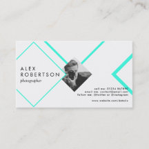 Blue and white diamonds portrait business card