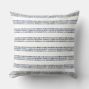 Blue and White Dotted Stripes Throw Pillow