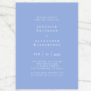 Blue and White Elegant Wedding Invitation