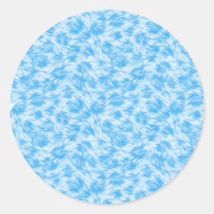 Blue and white faux fur effect classic round sticker