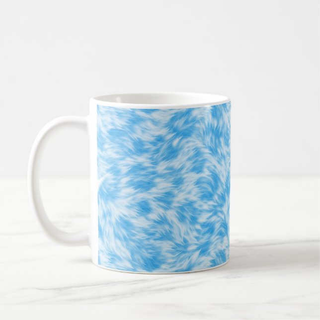 Blue and white faux fur effect coffee mug (Left)