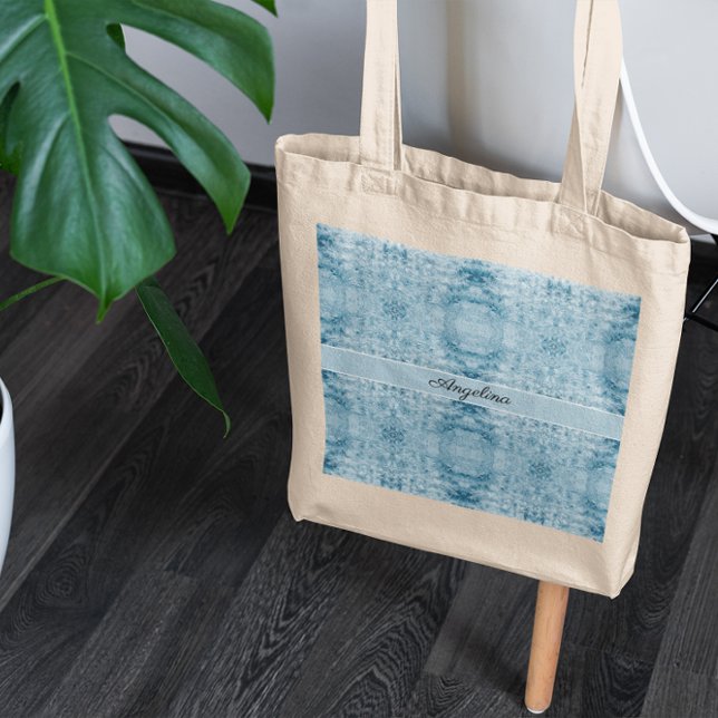 Blue and white feather pattern, customisable tote bag (Creator Uploaded)