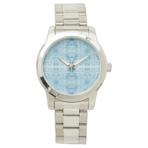 Blue and white feather pattern watch
