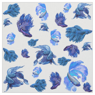Blue and white fighting fish fabric