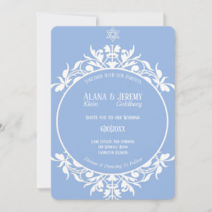Blue and white filigree frame Invitation