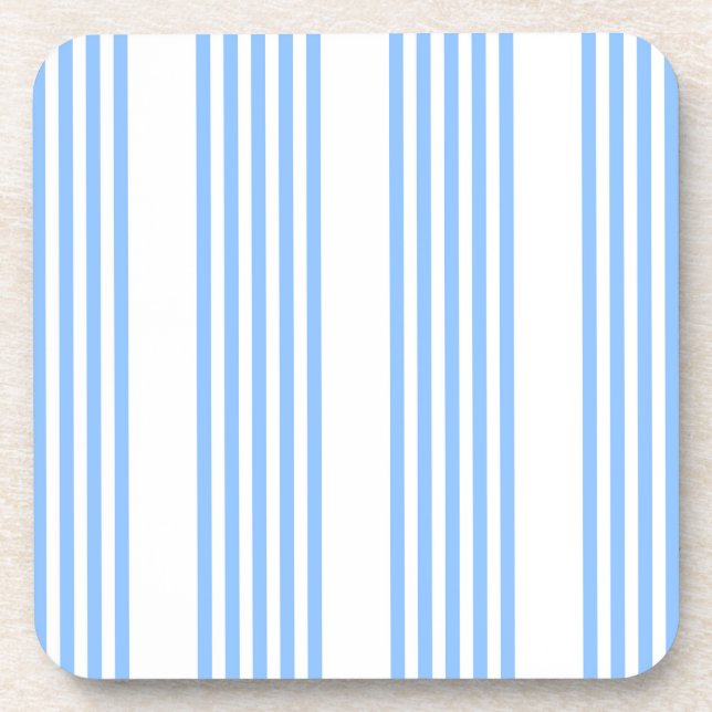 Blue and white five stripes pattern coaster (Front)