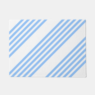 Blue and white five stripes pattern doormat