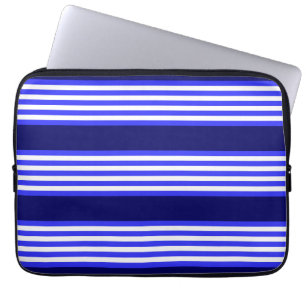 Blue and white five stripes pattern laptop sleeve