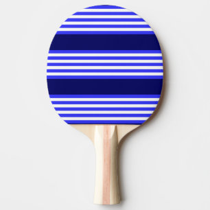 Blue and white five stripes pattern ping pong paddle