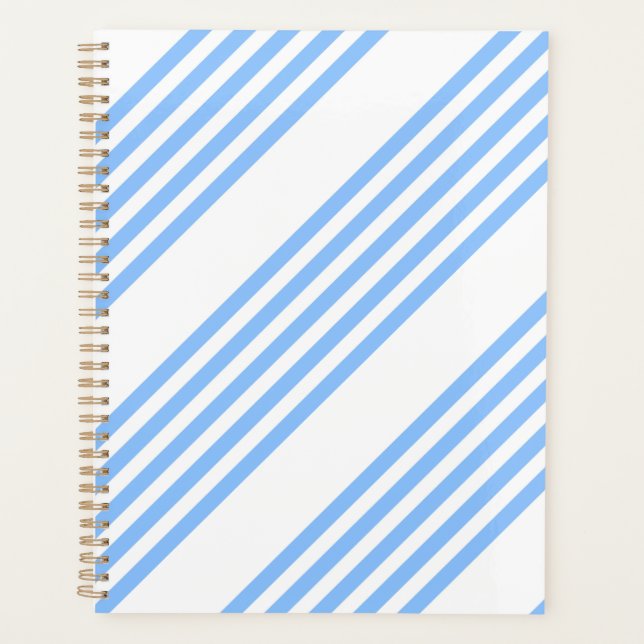 Blue and white five stripes pattern planner (Front)