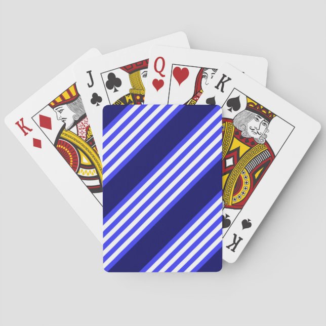 Blue and white five stripes pattern playing cards (Back)