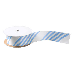 Blue and white five stripes pattern satin ribbon