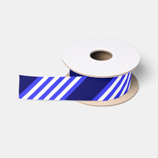 Blue and white five stripes pattern satin ribbon (Spool)