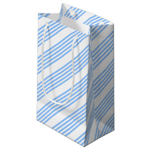 Blue and white five stripes pattern small gift bag