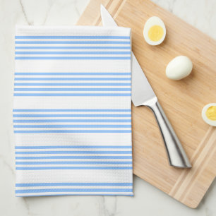Blue and white five stripes pattern tea towel