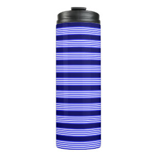 Blue and white five stripes pattern thermal tumbler