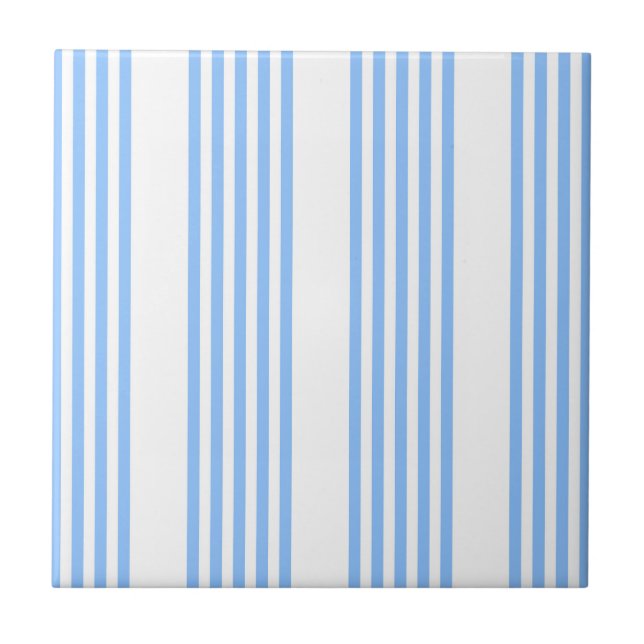 Blue and white five stripes pattern tile (Front)