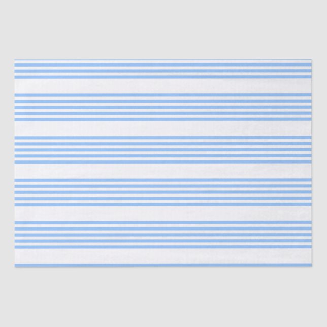 Blue and white five stripes pattern tissue paper (Front)