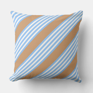 Blue and white five stripes pattern with tan  cushion