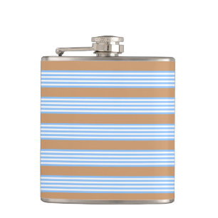 Blue and white five stripes pattern with tan hip flask