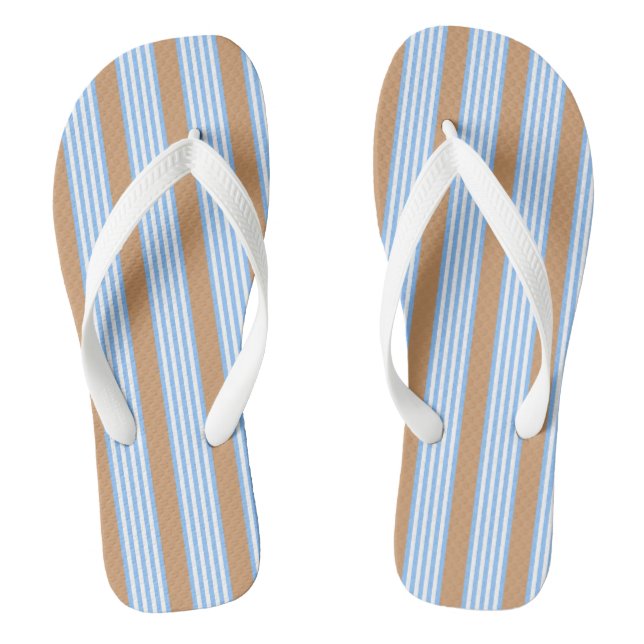 Blue and white five stripes pattern with tan jandals (Footbed)