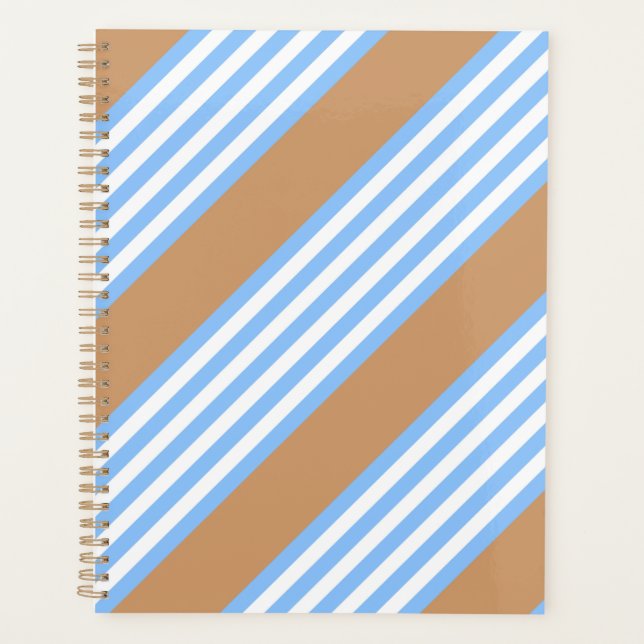 Blue and white five stripes pattern with tan planner (Front)