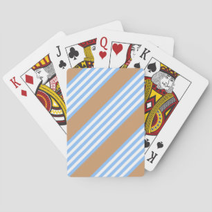 Blue and white five stripes pattern with tan playing cards
