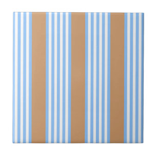 Blue and white five stripes pattern with tan stone tile